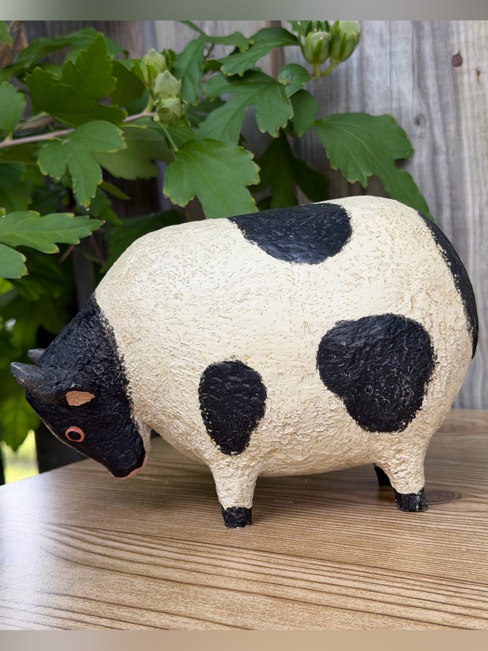Rustic Farmhouse Decorative Chubby Spotted Cow Figure